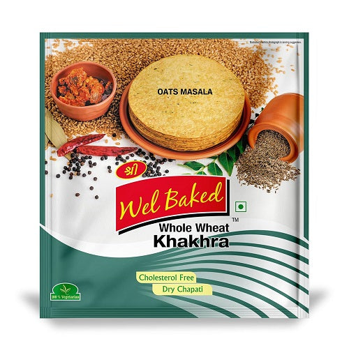 Wel Baked Whole Wheat Khakhra Oats Masala - 200 g