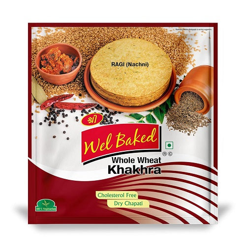 Wel Baked Whole Wheat Khakhra Ragi (Nachni) - 200 g