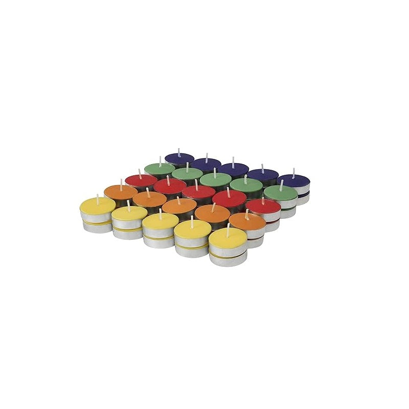 Multi Colour Wax tea light candles - Set of 10