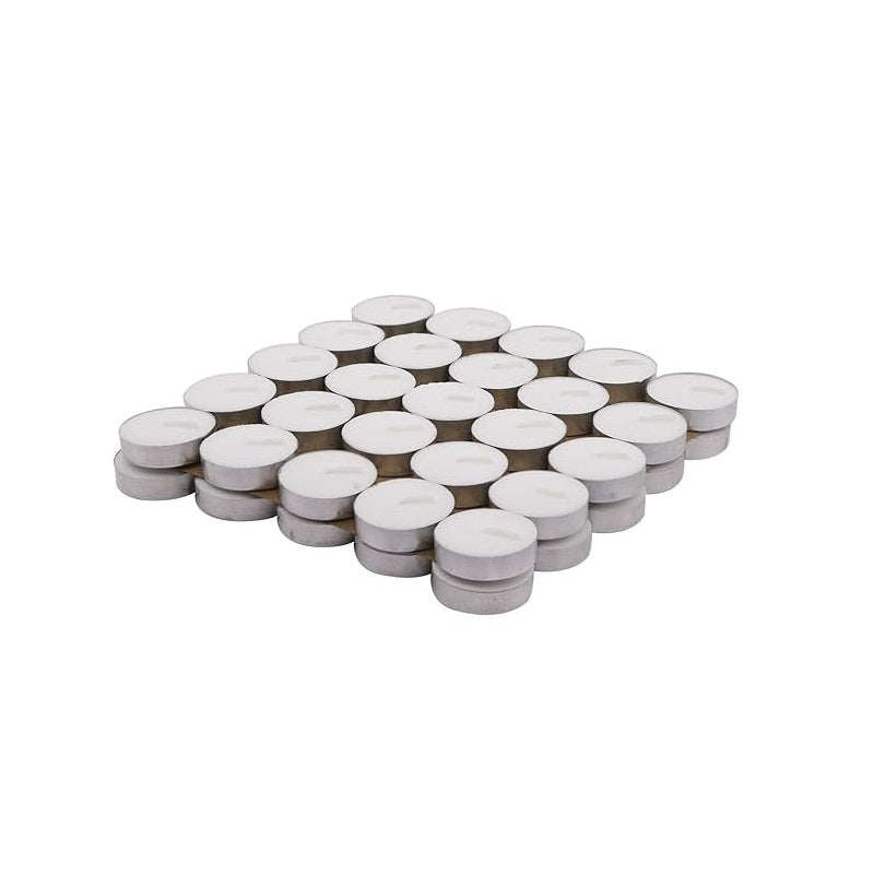 White Wax Tea Light Candles - 50 Pcs