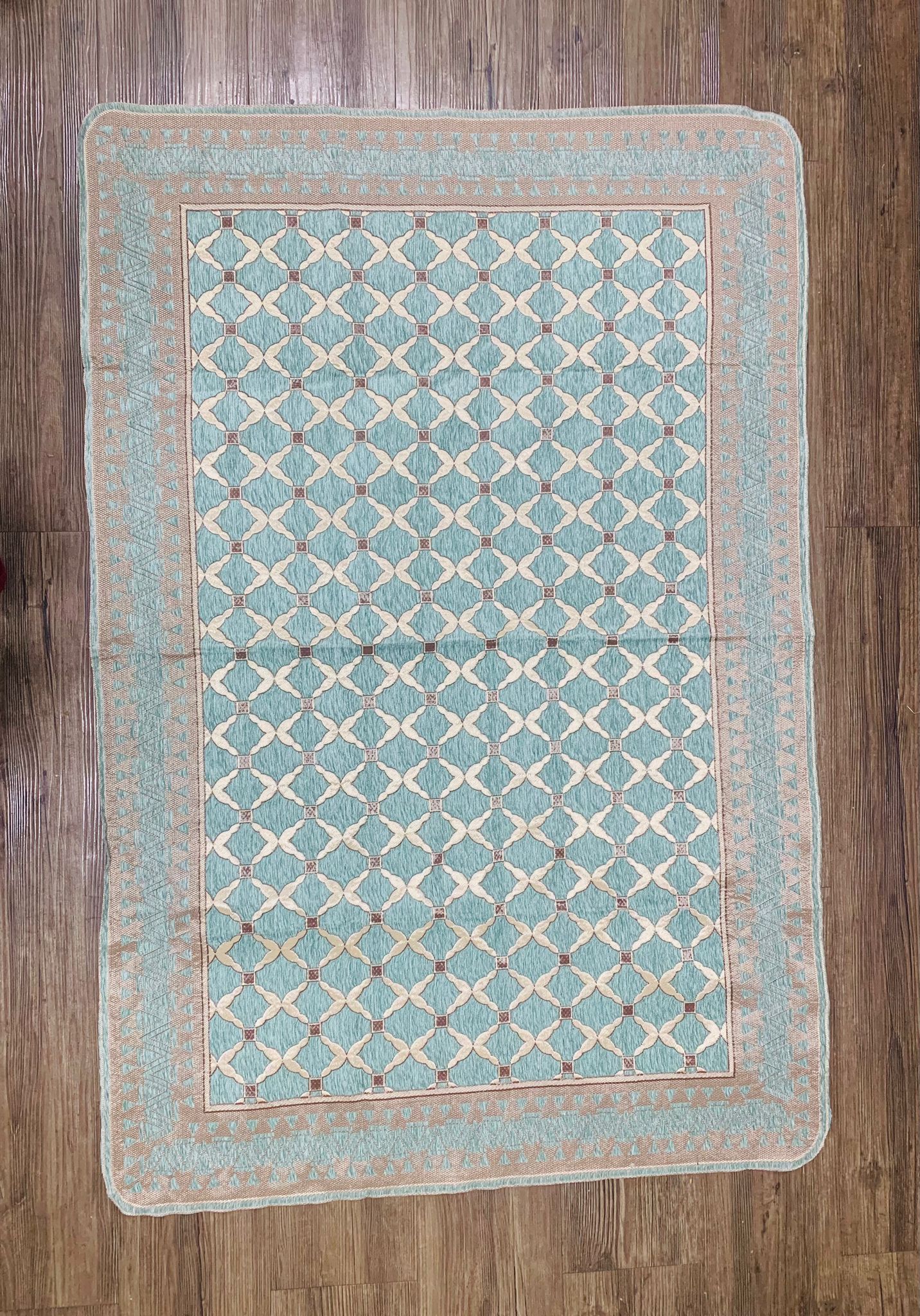 Festive Home Decor Floor Carpet Mat for Living Room (Sea Blue) - 1 Pc