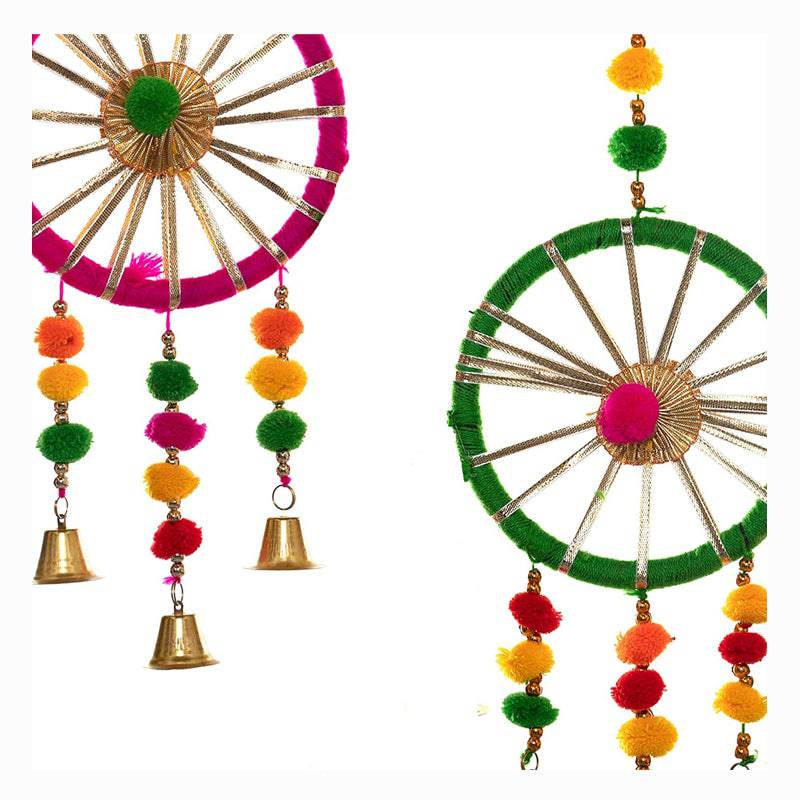 Festival Multicolored Door Hanging Ring Bells - 1 Set (2 Pcs)