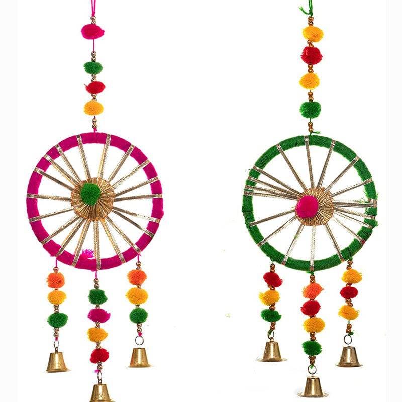 Festival Multicolored Door Hanging Ring Bells - 1 Set (2 Pcs)
