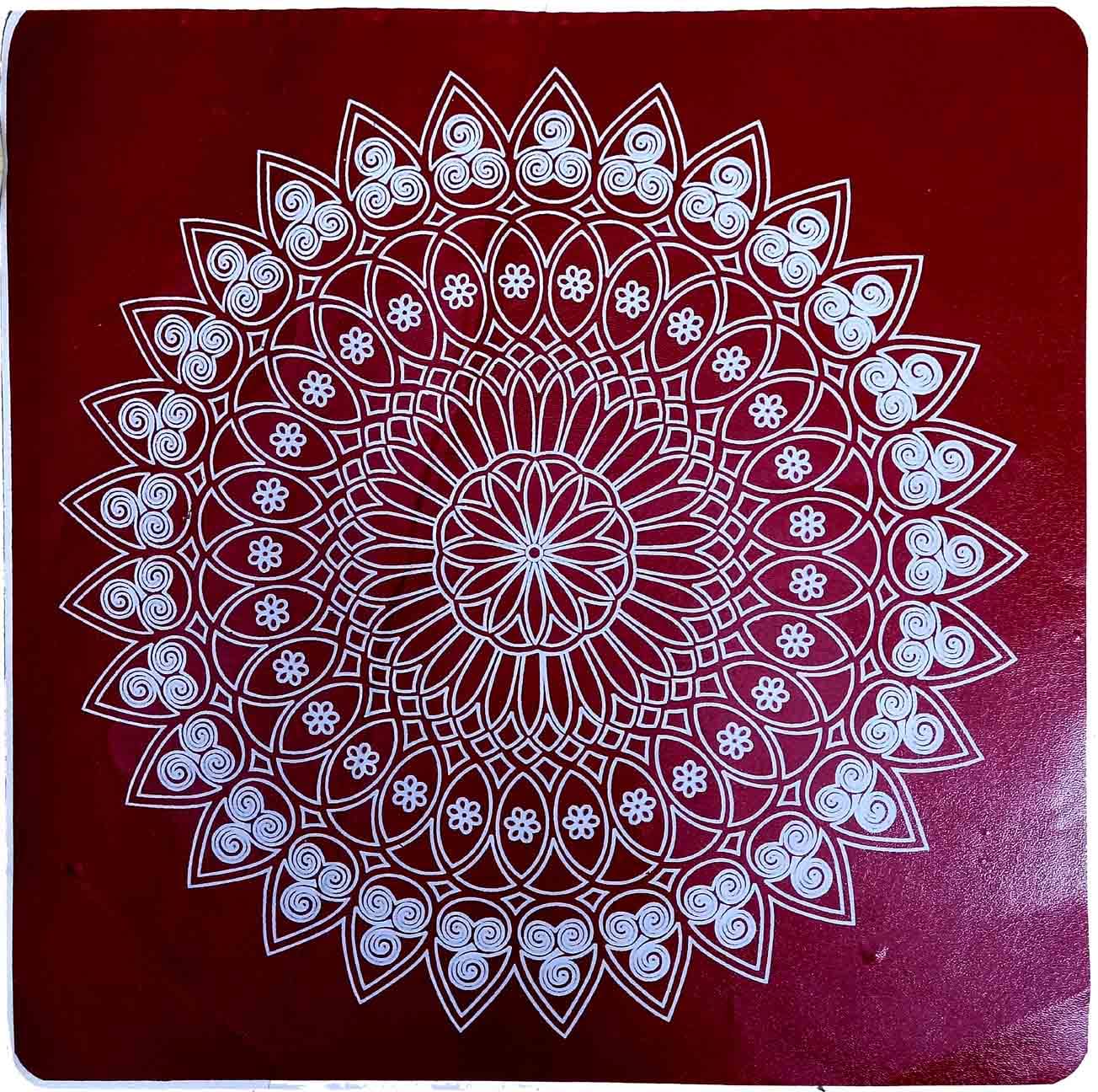 Rangoli Kolam Sticker Maroon Small - set of 3 (7 inches)