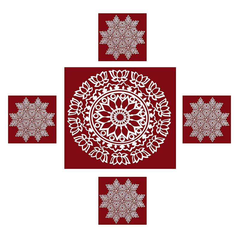 Rangoli Kolam Sticker Maroon Medium - set of 3 (10 inches)