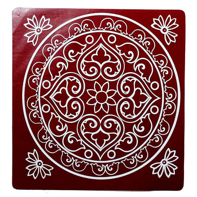 Rangoli Kolam Sticker Maroon Medium - set of 3 (10 inches)