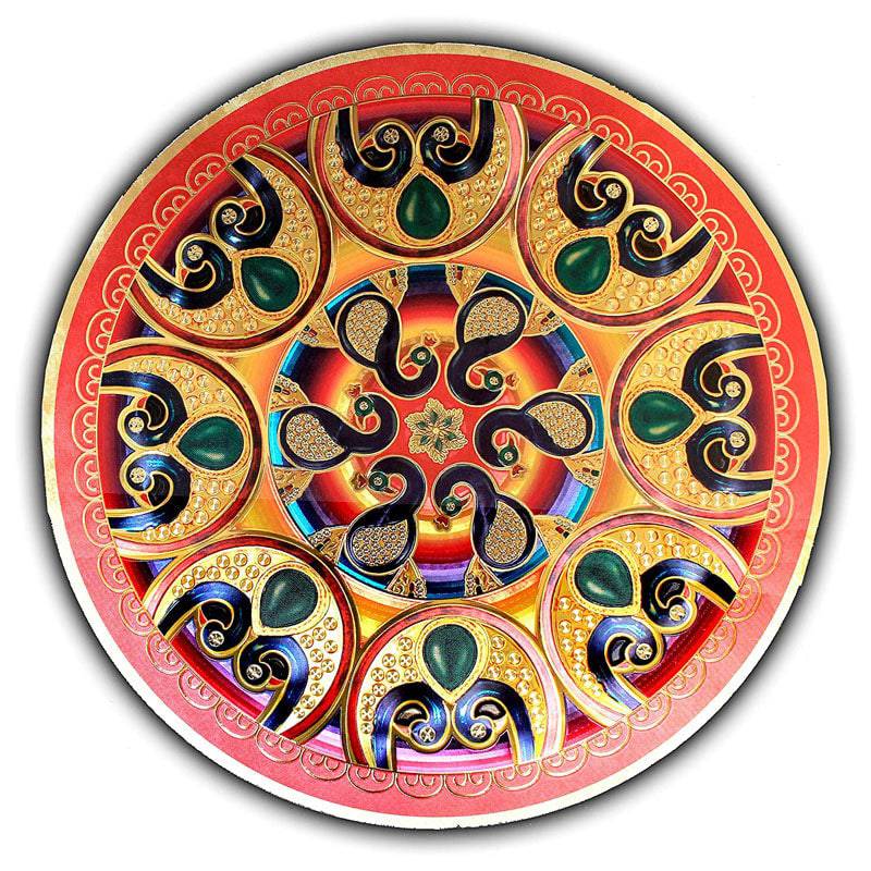 Rangoli Kolam Sticker Gold Small - Set of 3 (7 inches)