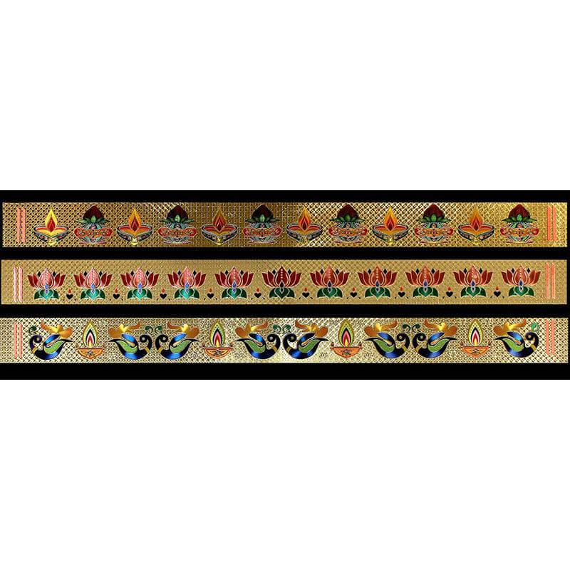 Rangoli Kolam Sticker Gold Border - set of 3