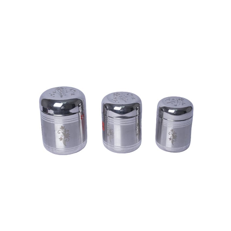Stainless Steel Apple Dabba Laser Design - set of 3