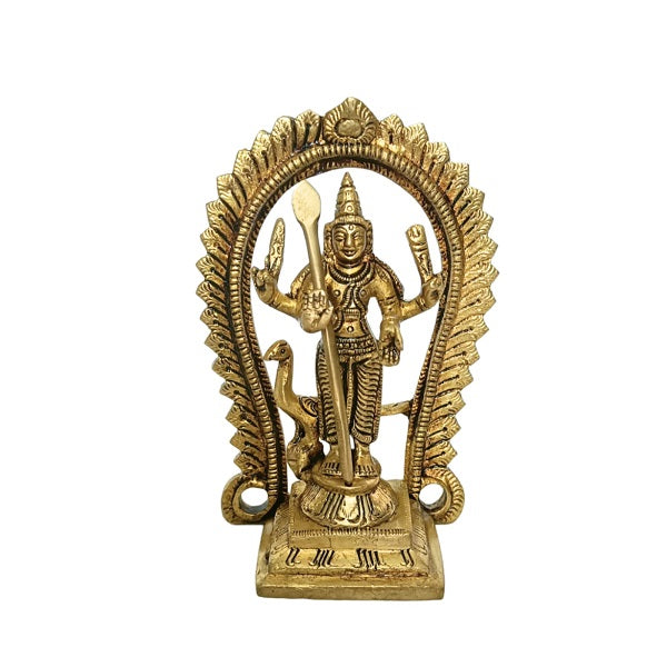 Authentic Gold Plated Brass Murugan Idol - 1 pc