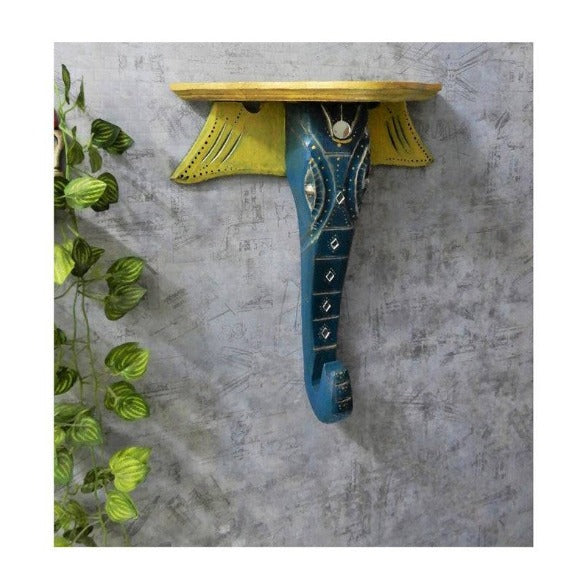 Wall Shelf Pooja Shelf Wall Art Figurine with Lippon Art (16 inch by 13 inch)