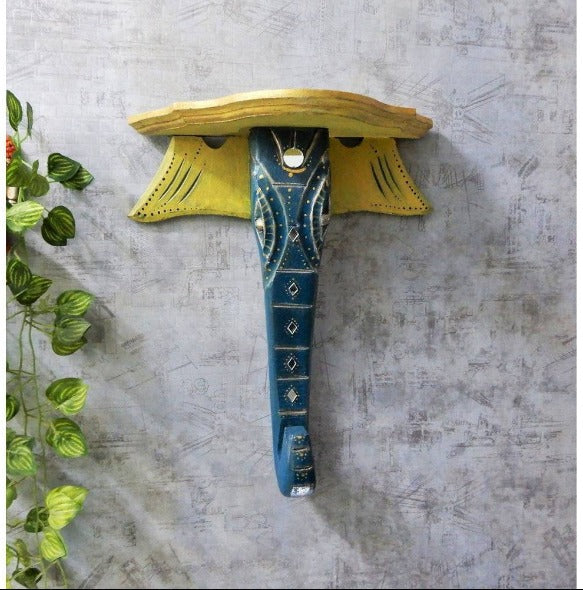 Wall Shelf Pooja Shelf Wall Art Figurine with Lippon Art (16 inch by 13 inch)