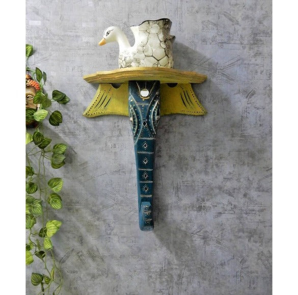 Wall Shelf Pooja Shelf Wall Art Figurine with Lippon Art (16 inch by 13 inch)