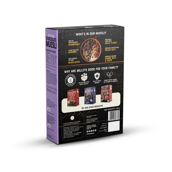 Millet Bank Muesli Chocolate Made with Multi Millet No Artificial Colours - 350 g