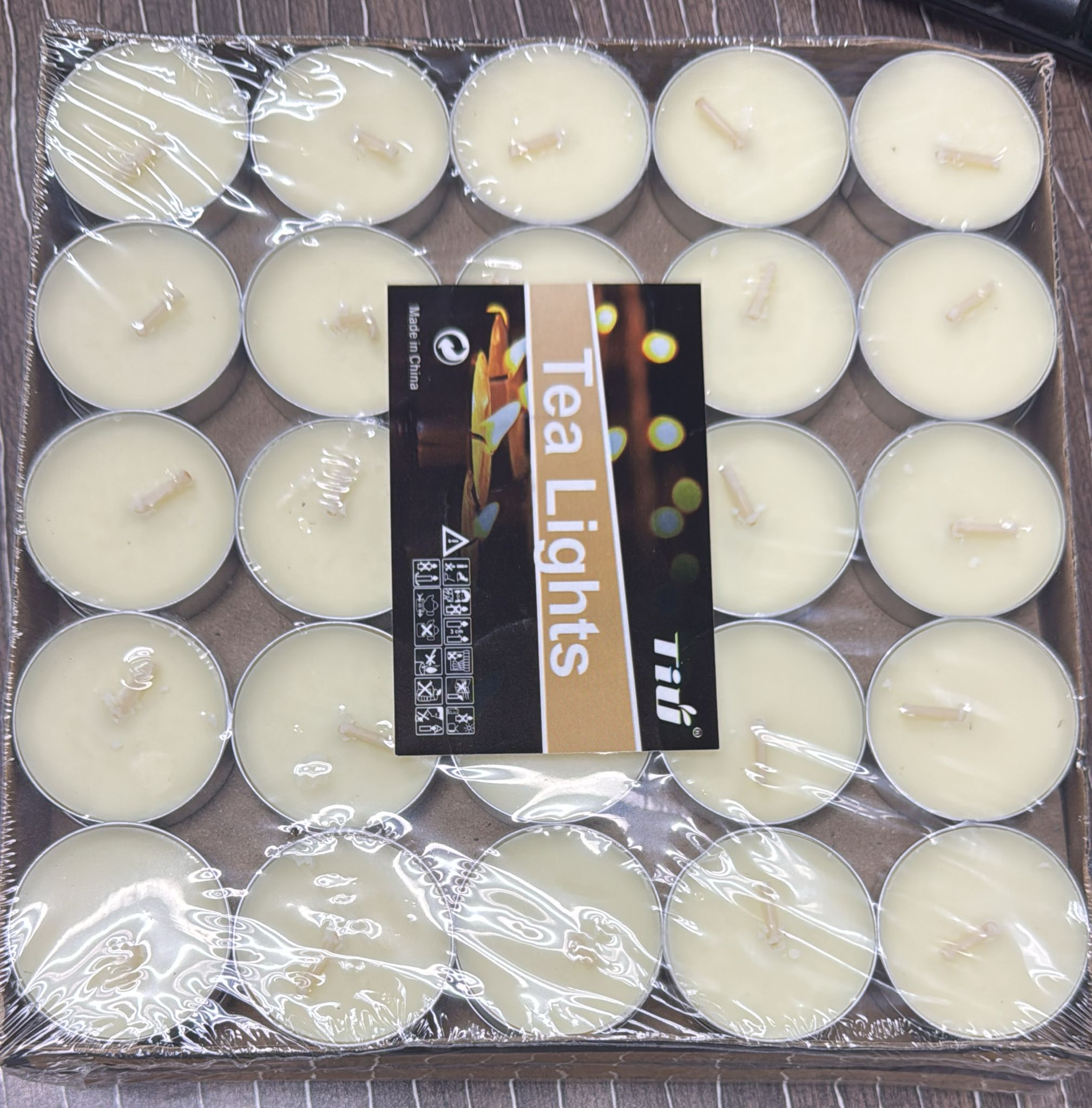 White Wax Tea Light Candles - 50 Pcs
