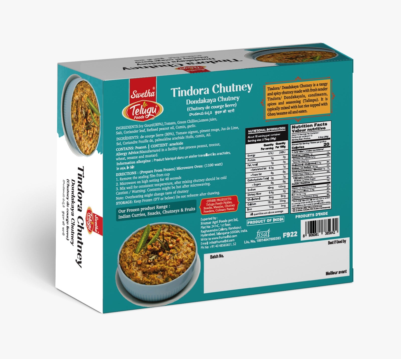 Telugu Foods Tindora Chutney (Dondakaya Pacchadi) - 300 g