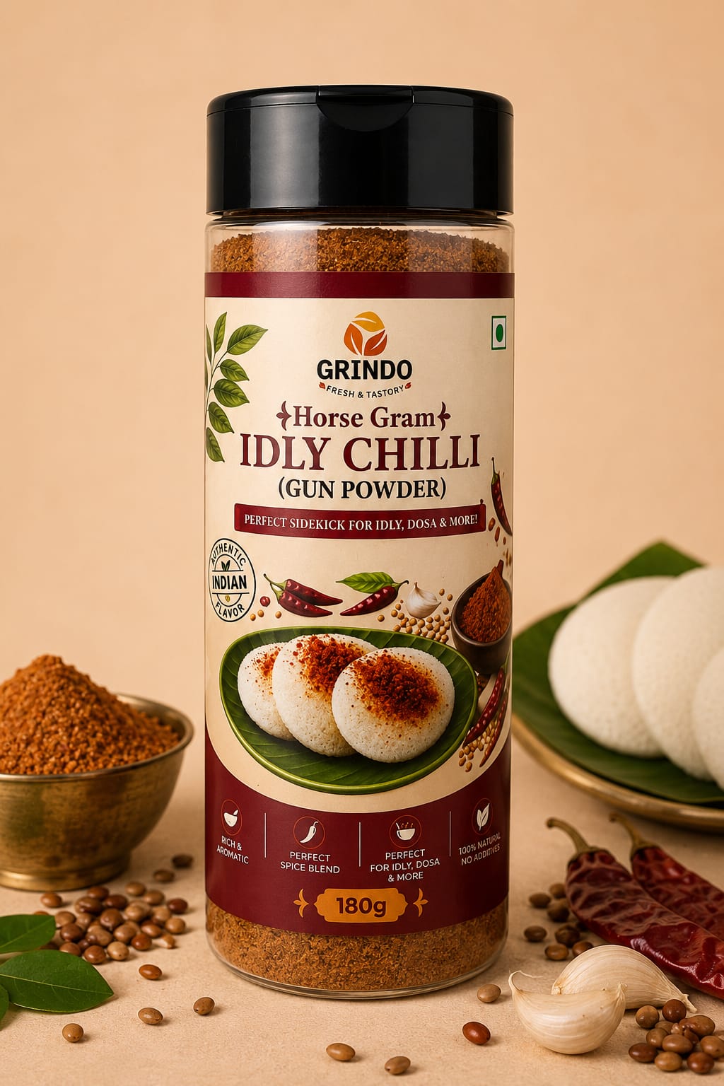 Grindo Horse Gram Idly Chilli Powder - 180 g