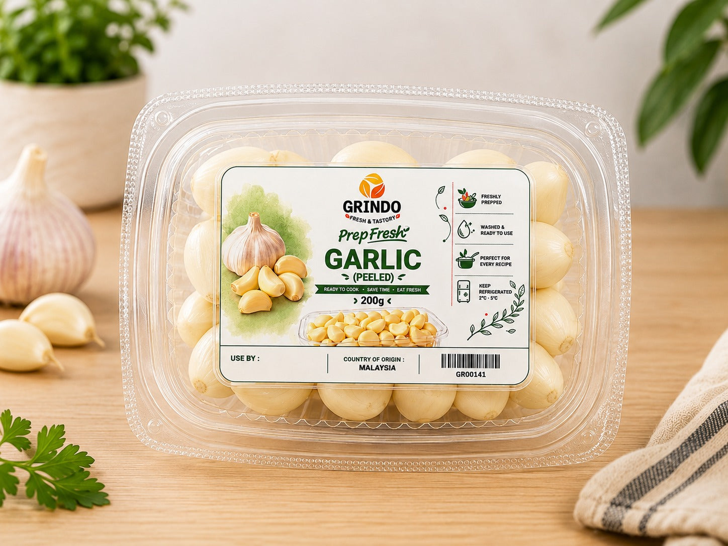 Grindo Prepfresh Garlic (Peeled) - 200 g