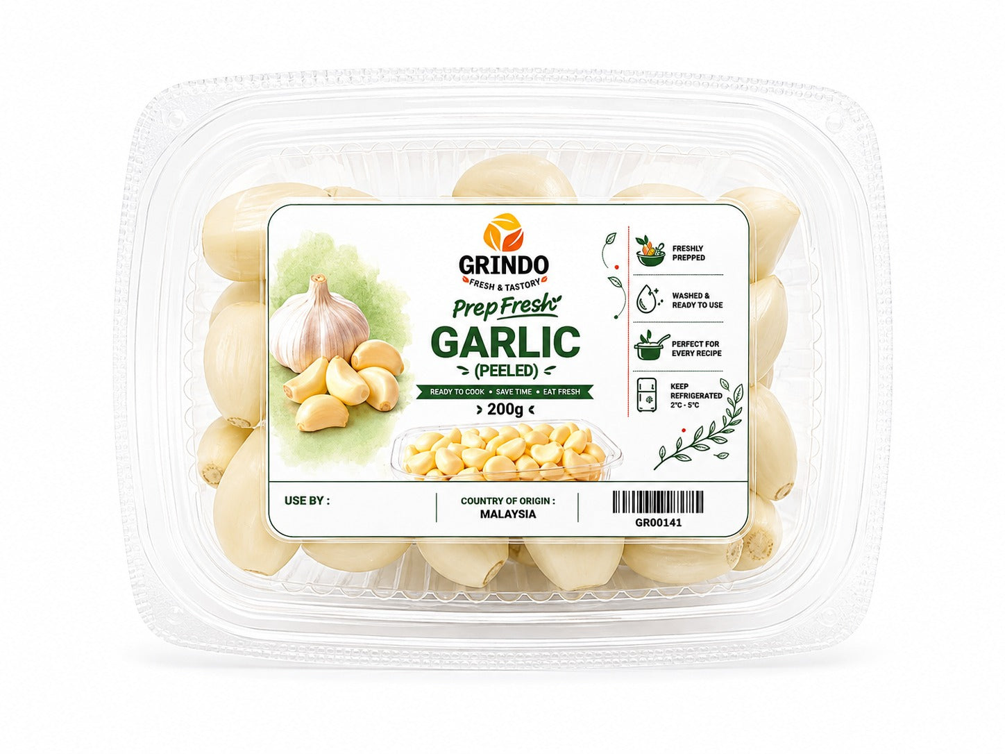 Grindo Prepfresh Garlic (Peeled) - 200 g
