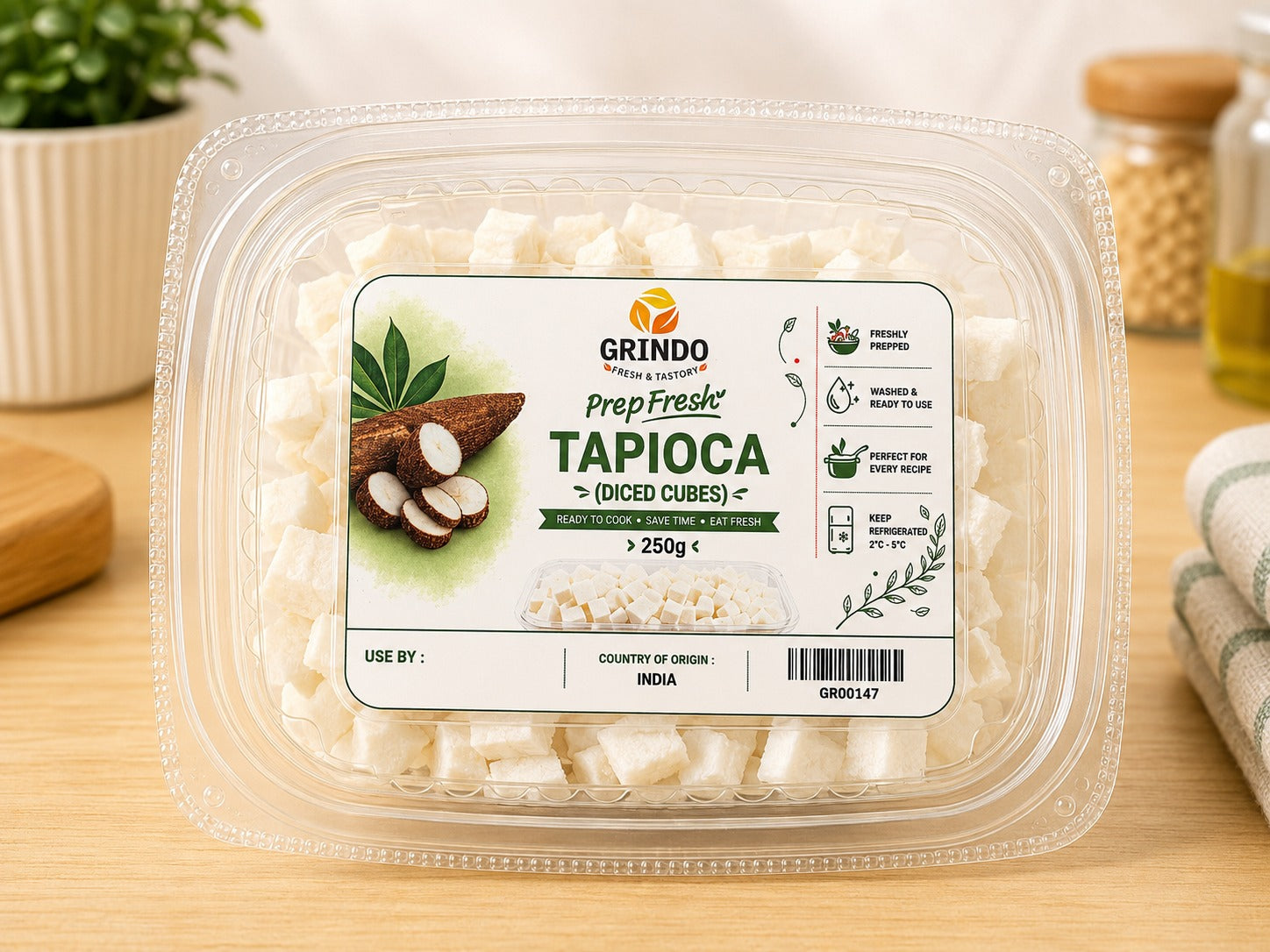 Grindo Prepfresh Tapioca (Diced Cubes) - 250 g
