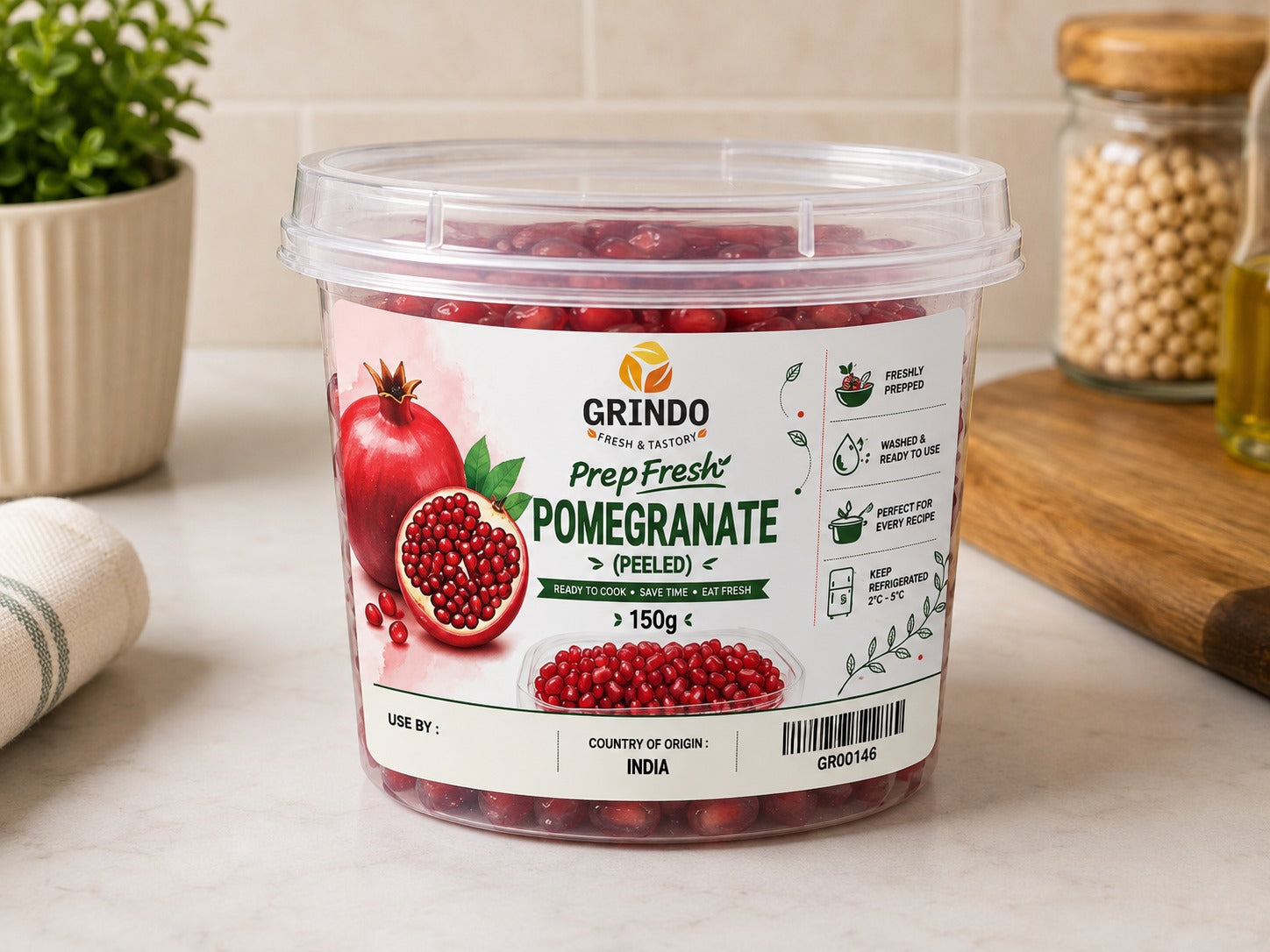 Grindo Prepfresh Pomegranate (Peeled) - 200 g