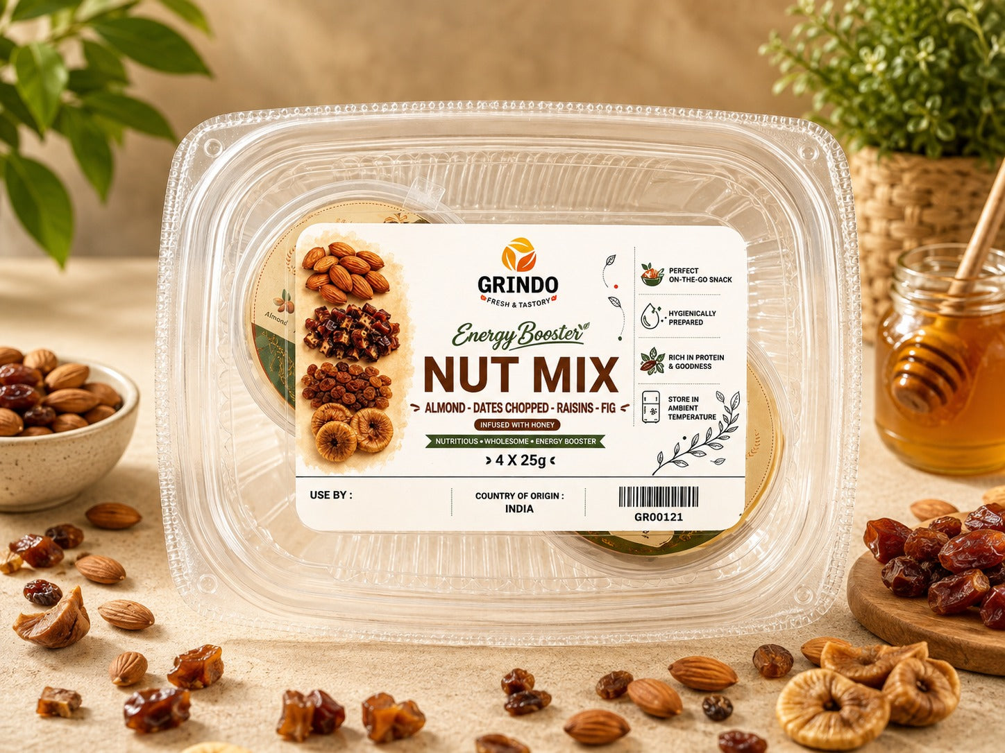 Grindo Energy Booster Nut Mix - 4 X 25 g
