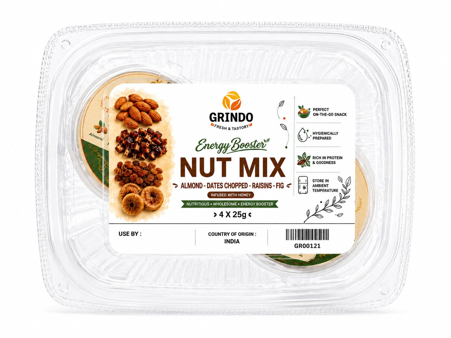Grindo Energy Booster Nut Mix - 4 X 25 g