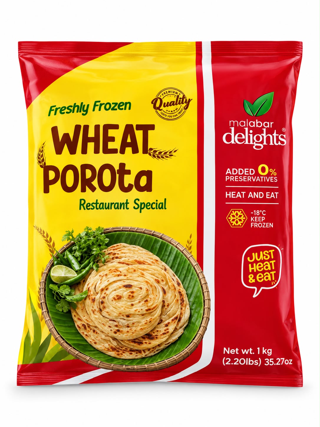 Malabar Delights Wheat Paratha - 1 Kg