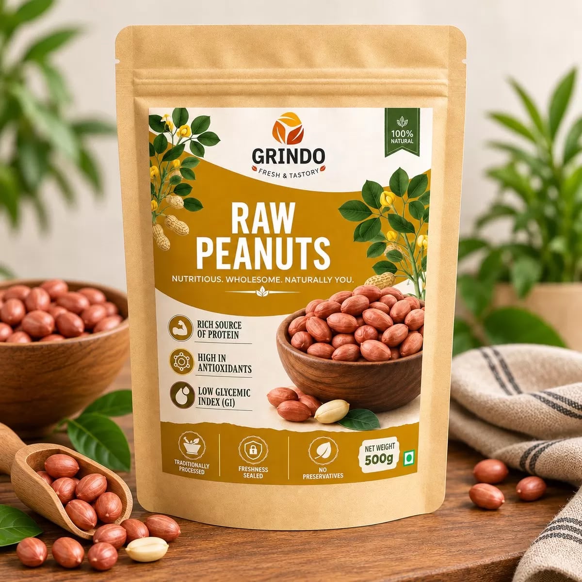 Grindo Raw Peanuts - 500 g