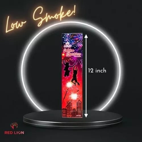 12 Inch Low Smoke Golden Sparklers - 1 Box (100 Pcs)