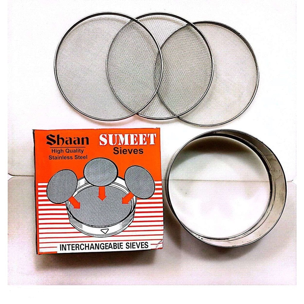 Shaan Stainless Steel Interchangeable (Chalni) Sieve - 1 Set