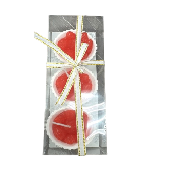 Flower Diwali Tealight Candles Red - Set of 3