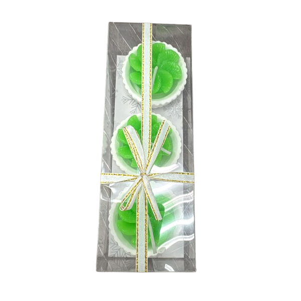 Flower Diwali Tealight Candles Green - Set of 3