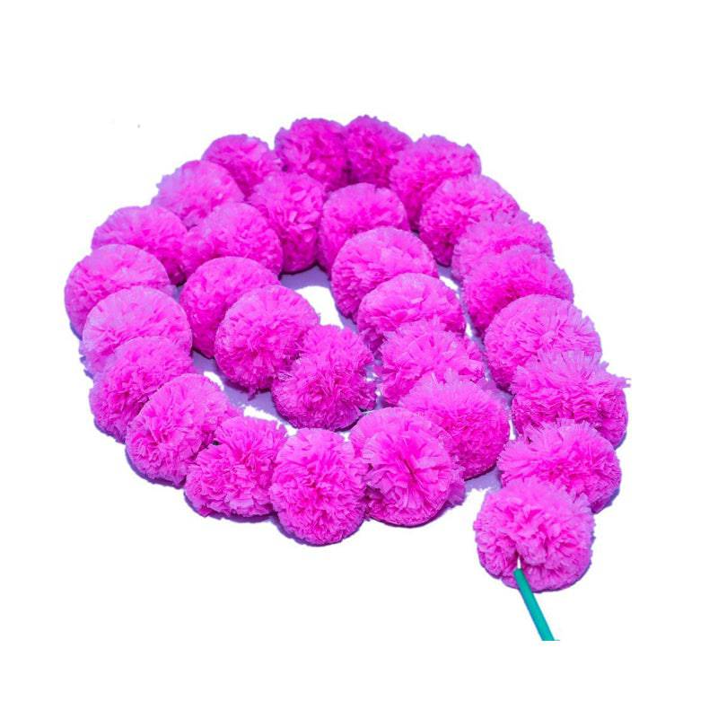 Artificial Marigold Flowers Garland For Decoration Pink - Set of 2