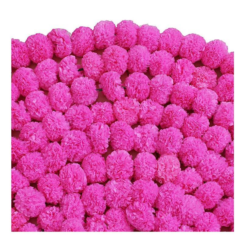 Artificial Marigold Flowers Garland For Decoration Pink - Set of 2