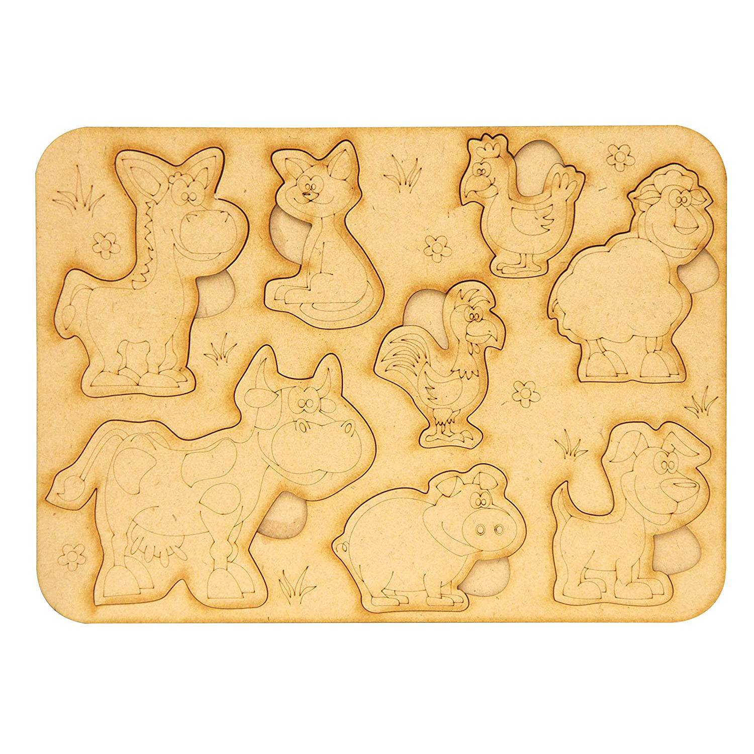 Baboon Paintable Wooden Animals Puzzle - 1 Pc