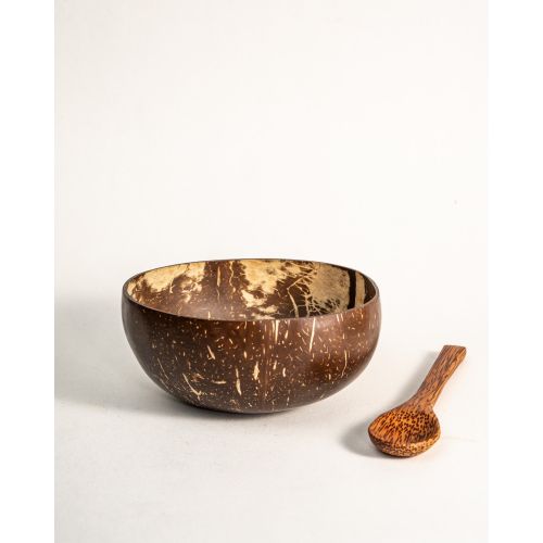 Coconut Bowl With Cutlery - 1 Bowl + 1 Spoon (500 ml)
