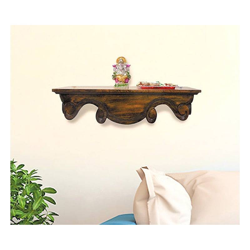 Wall Shelf - Pooja Shelf-Wallnut Coffee Shade - 1 Pc