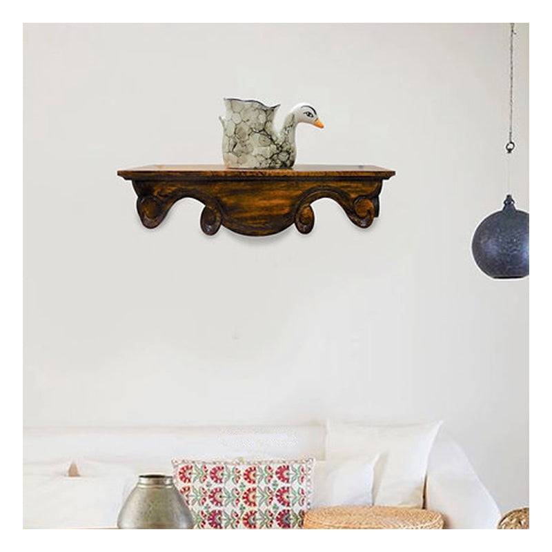 Wall Shelf - Pooja Shelf-Wallnut Coffee Shade - 1 Pc
