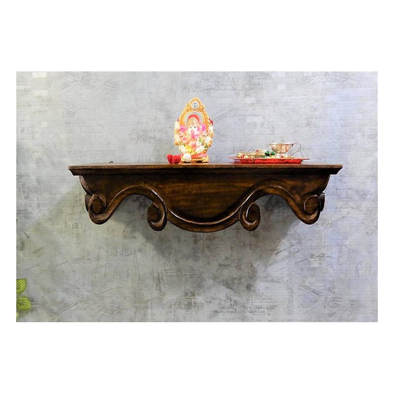 Wall Shelf - Pooja Shelf-Wallnut Coffee Shade - 1 Pc