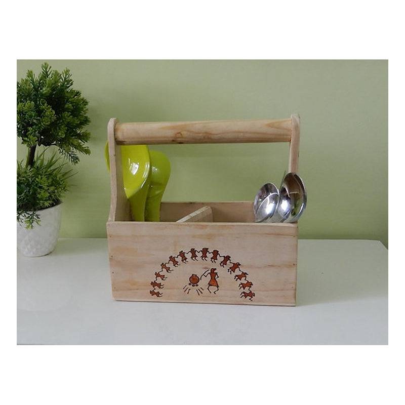 Flower Basket Cutlery Holder Table Or Kitchen Organizer Warli Art Product - 1 pc