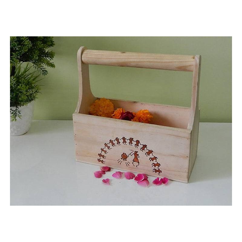 Flower Basket Cutlery Holder Table Or Kitchen Organizer Warli Art Product - 1 pc