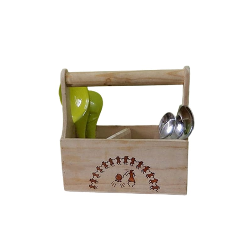 Flower Basket Cutlery Holder Table Or Kitchen Organizer Warli Art Product - 1 pc