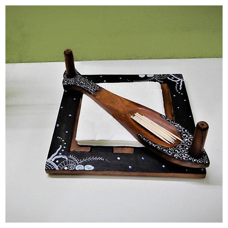 Tissue Holder napkin organizer tooth pick holder Sheesham hand painted - 1 Pc