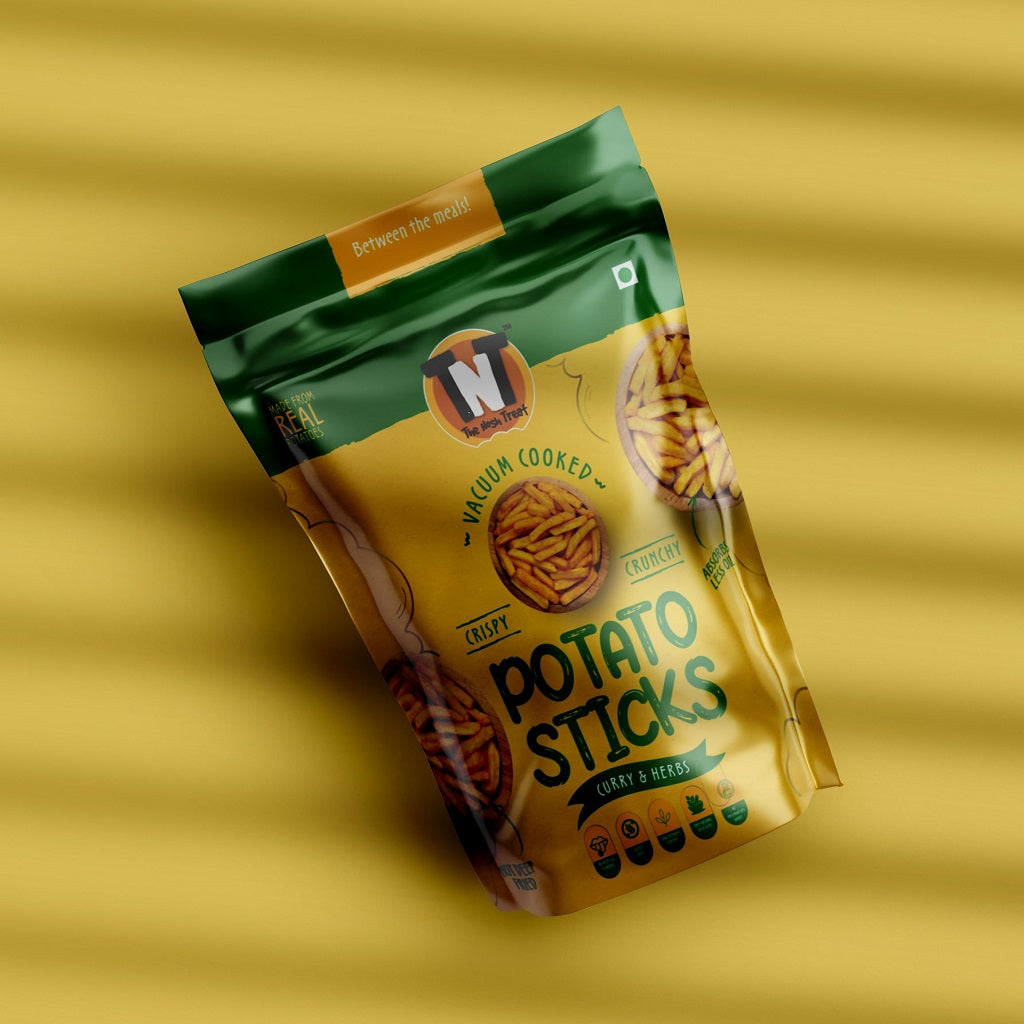 The Nosh Treat Vacuum Cooked Potato Sticks Curry and Herbs Flavor - 60 g