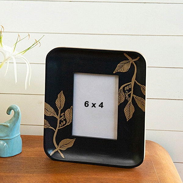 Ellementry Golden Foliage wooden photo frame small For Kitchen/Gifting Purpose(MPDEA2750) - 1 Pc