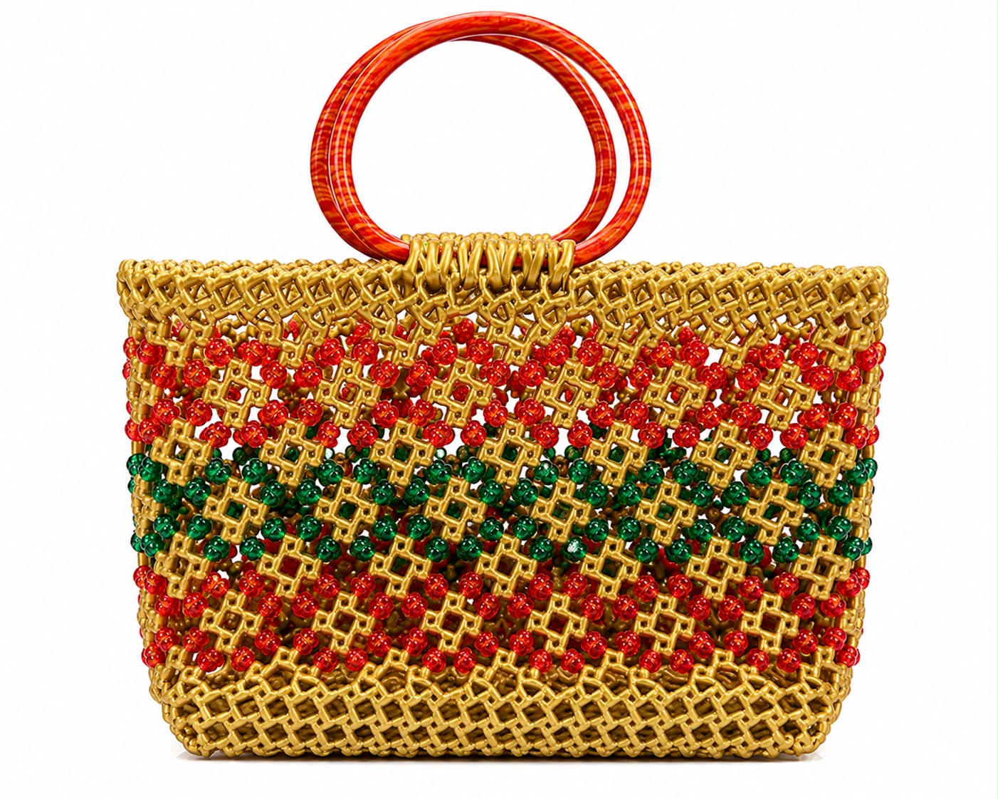 Green Red Golden Traditional Woven Kai Koodai - 1 Pc