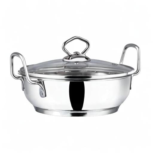 Vinod Stainless Steel Kadhai with Glass Lid - 4 L - IKD26