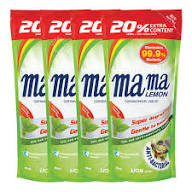 Mama Green Lemon Refill Dishwashing Liquid - 4 x 600 ml