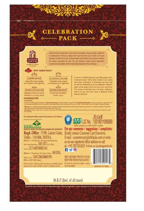 India Gate Classic Basmati Rice - 5 Kg